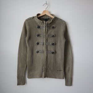 Vintage Y2K Billabong Military Style Zip Front Sweater Jacket | 8